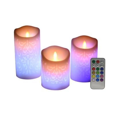 China Modern Colorful Creative Remote Control Cavity Pattern Decoration Lamp Electronic Candle Light for sale