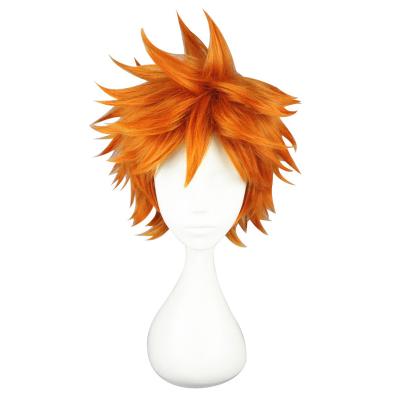 China Rose Net Boy Men's Wig High Temperature Silk Wave Anime Show Cosplay Orange Short Regular Hair Comic Party for sale