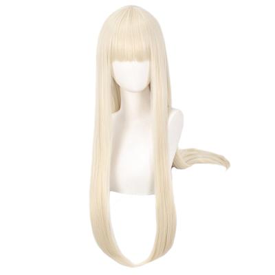 China Long Straight Gold Hair 32 Inch High Temperature Silk Anime Show Cosplay Comic Party Wigs for sale