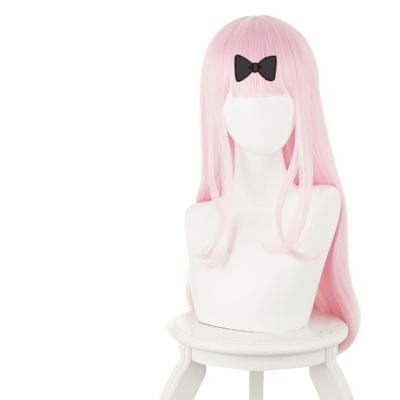 China High Temperature Comic COS Silky Straight Hair Long Anime Light Pink Wave Show Cosplay Hair Silk Wig for sale