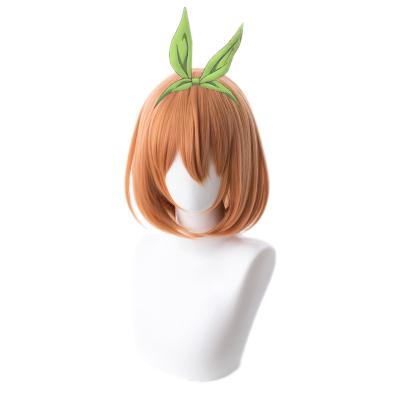 China High Temperature Concave Orange COS Bob Hair Silk Wig Anime Comic Exhibition Cosplay Regular Wave Wave Head for sale