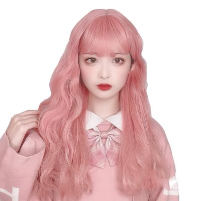 China Long Curly Wave Lolita Wig Cute Pink Body Wave Daily Hot Natural Soft Princess Girls Cosplay Party Wigs 20 INCH for sale