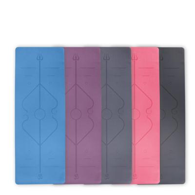 China Modern PU Natural Rubber Yoga Mat Position Line Sweat Absorbing Exercise Fitness Mat for sale