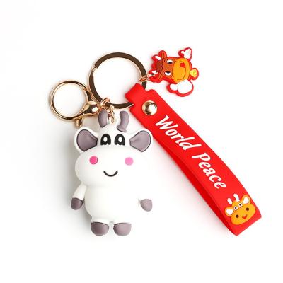 China Fashion Design New Model New Year Gift Bag Pendant Modern Cute PVC Soft Rubber Cartoon Doll Key Chain for sale