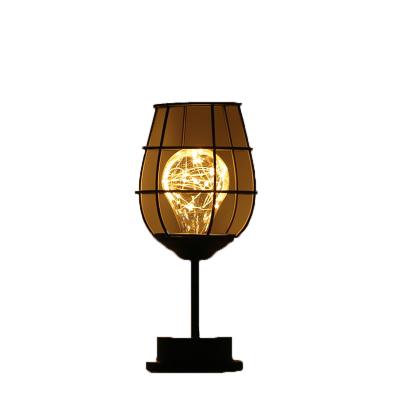 China Creative Holiday Decoration Night Light LED Wine Glass Red Wine Bottle Girls Heart Iron Decoration Lamp for sale