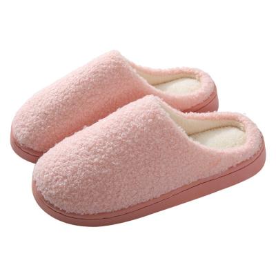 China Autumn And Winter Warm Thick Cotton Non-slip Slippers Coral Velvet Home Antiskid Soft Thermal Sole Slippers for sale