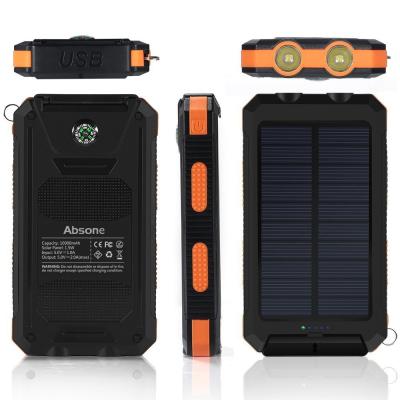 China Goldikon Fast Charging Support Dual Usb Waterproof 10000 mAh 20000mAh Panel Portable Solar Foldable Radio Fast Charger Power Bank With LED Light for sale