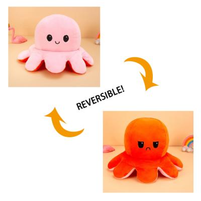 China Wholesale New Design Cute Plush Toy Soft Cute Children Gift Octopus Flip Double Sided Stuffed Reversible for sale