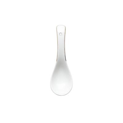 China Viable Nordic simple wind white pure ceramic spoon and gold edged soup small for sale