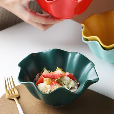 China Ice Cream Ceramic Creative Bowl Dessert Shop Store Store Western Food Fruit Salad Bowl for sale