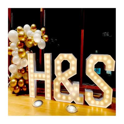 China Lighted Marquee Front Decoration 4ft Single Giant Marquee Letters Metal Wedding Led Bulb Giant Light Up Channel Letter for sale