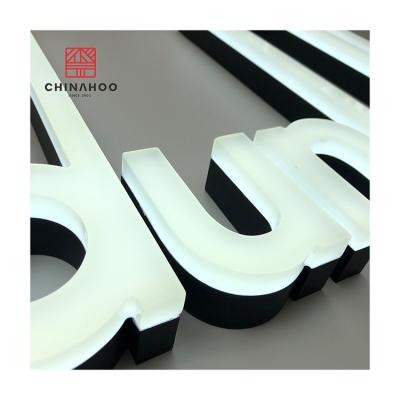 China Glowing 3d Buildings Logo Letters Professional Design Letters Acrylic Stainless Steel Backlit Letters for sale