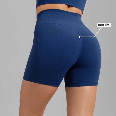 China Wholesale Breathable High Waist Spandex Yoga Shorts Sports Running Shorts Women Lift Up Tights Womens Workout Shorts for sale