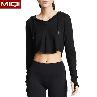 China MIQI Active Breathable Apparel Use High Quality Women's Clothing Nylon Spandex Hoodie Gym Active Hoodie Custom Made for sale