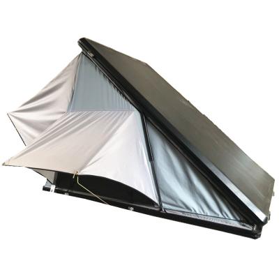 China Extended Type Wedge Style Best Durable Triangle All Aluminum Hard Shell Roof Top Tent For Adventure Camping Gear for sale