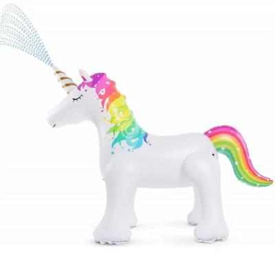 China High Density PVC Environmental Friendly Plastic Material Unicorn Sprinkler Water Toys Inflatable Unicorn Outdoor Yard Sprinkler for Kids and Adults for sale