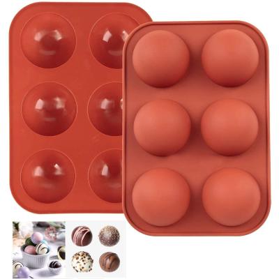 China Silicone 6 Holes Middle Sphere Semi Silicone Mold For Chocolate Cake Jelly Pudding Handmade Soap Round Shape BPA Free Cupcake Mold for sale