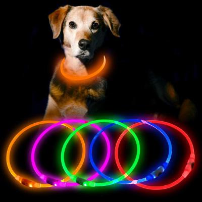 China Pet Safety Night Walking Large Small Medium Dogs Adjustable Pet Light TPU Up Light USB Rechargeable LED Dog Collar Light for Dark Dog Night Safety Walking for sale