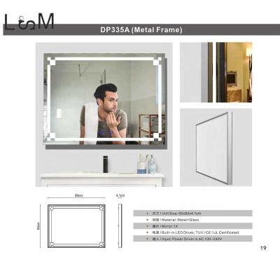 China Illuminated anti-haze smart touch led backlit bathroom mirror with laser pattern for sale