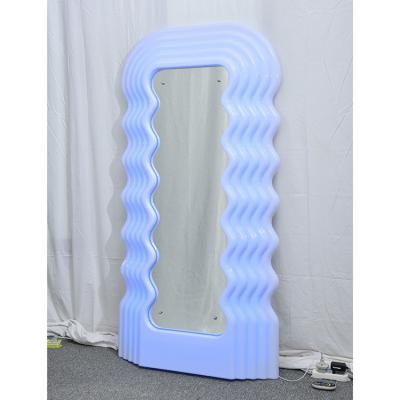 China Modern Full Body Length Ultrafragola Mirror Wit European Style Vanity Hallway Barber Shop Designs Led Border Bright Wavy Mirror for sale