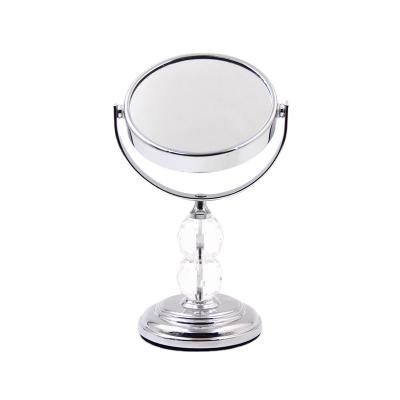 China Personalized Small Size Metal Silver Desk Magnifying Double Sided 3X Makeup Mirror for sale