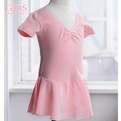 China High Quality Short Sleeve Pink Cotton Kid Cotton Dancer Tights for sale