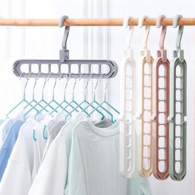 China Modern Space Saving 9 Holes Multifunctional Folding Clothes Hanger for sale