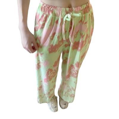 China Sustainable Tie Dyed Pants Women's New Wide Leg Straight Pants Korean Version for sale