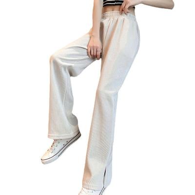 China 2022 viable women's spring and summer new vertical stripes are thin, thin, wiping, wide legs and bifurcated casual women's pants for sale