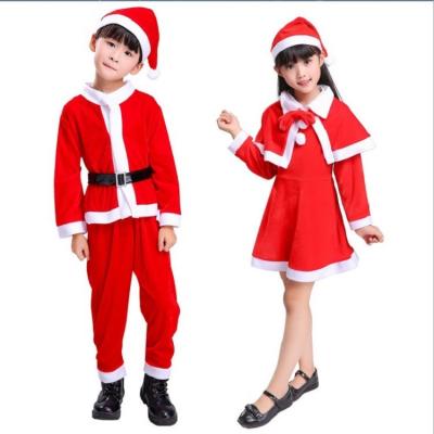 China 2022New TaoXi Cotton Christmas Velvet Kids Boys Red Santa Claus Cosplay Costume Christmas Party Gift Donor Clothes Panty Top Hats for sale