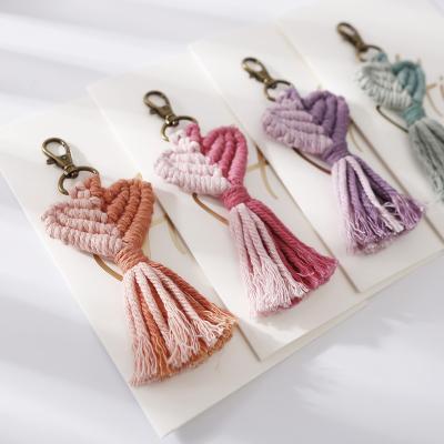 China Wholesale Colorful Heart Keychains 2022 New Boho Gift Key Chain With Tassel Car Bag Key Chain for sale