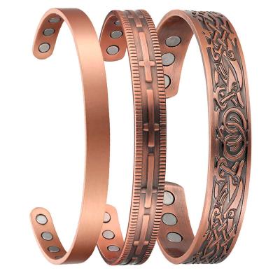 China 2022 TAOXI CLASSIC Loss Weight Christian Cross Solid Pure Copper Adjustable Magnetic Bracelet for sale