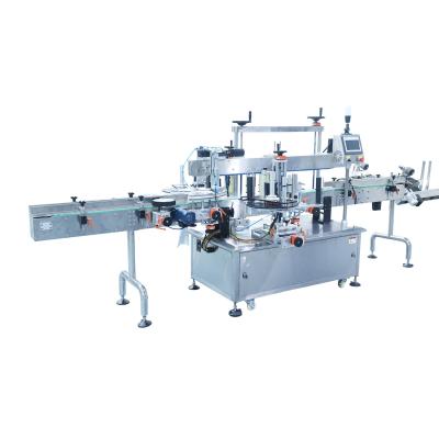 China Food Labeling Equipment , Automatic Double Round Bottle Flat Labeling Machine for sale