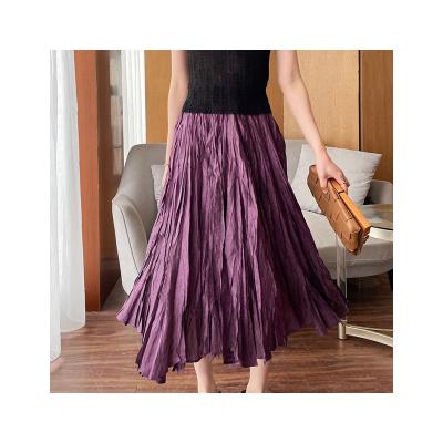 China High quality sustainable counter fall and spring pleated all-match waist skirt casual elastic western style one line skirt pleated skirt for sale