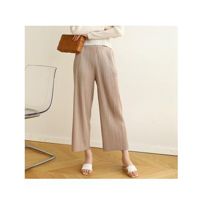 China Miyake 2022 breathable pleated spring summer and autumn all-match casual straight-leg pants loose nine-point pleats for sale