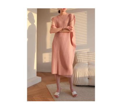 China Breathable Sleeveless Irregular Parmatch Pleated Skirt Twill Belly Slimming Simple Loose Dress Wholesale for sale