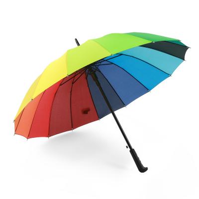 China New Manual Type 16 Bone Parasol China Rainbow Color Cheap Umbrellas for sale