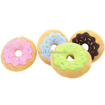 China Sustainable High Quality Plush Vocal Sounding Dog Toy Squeaky Pet Donut Toys for sale