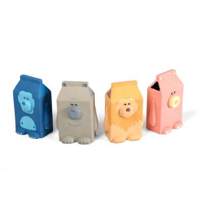 China Viable New Products 2022 Unique Healthy Soft Milk Box Toys For Dog Custom Natural Latex Dog Chew Rubber Squeaky Toy for sale