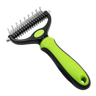 China Sustainable For dogs and cats 2 Sided Dematting Undercoat Rake Brush Comb New Pet Grooming Tool for sale