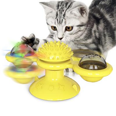 China Stocked TURN AROUND WINDMILL TURNTABLE TEASE SCRATCHING ITCHING CAT TOYS CAT TRAINING TOY TOOTHBRUSH CATNIP for sale