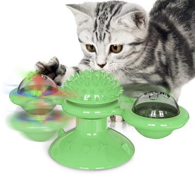 China Stocked TURN AROUND WINDMILL TURNTABLE TEASE SCRATCHING ITCHING CAT TOYS CAT TRAINING TOY TOOTHBRUSH CATNIP for sale