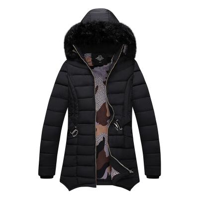 China Women's Striper Fleece Parka Women Jacket Winter Coat Waterproof With Fur Hood Fashion Clothing Quantity Warmly Parka Coat With Fur Hood for sale