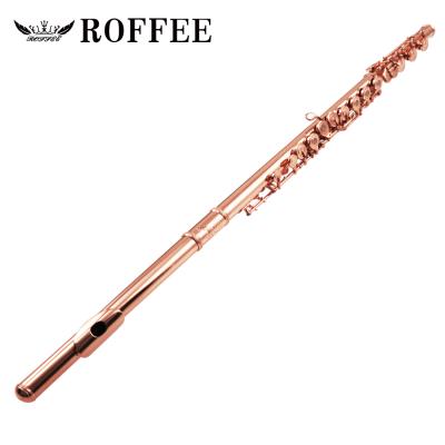 China Professional Rose Gold Plated ROFFEE 991 17 Holes Rose Gold Plated Sterling Silver Open Flute for sale