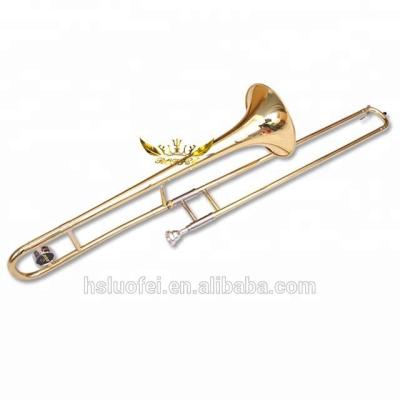 China Gold Lacquer Roffee Brasswind Musical Instrument Golden Lacquer Alto Bb Trombone for sale