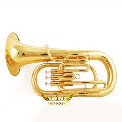 China Gold Lacquer Roffee Brasswind Musical Instrument Gold Lacquer Bb Key Euphonium for sale