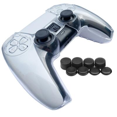 China Clear Controller With Thumb Cover Shell For PS5 Controller HOXC Game Cover Device Grip PS5 Silicone Protective High Quality Transparent PC Case for sale