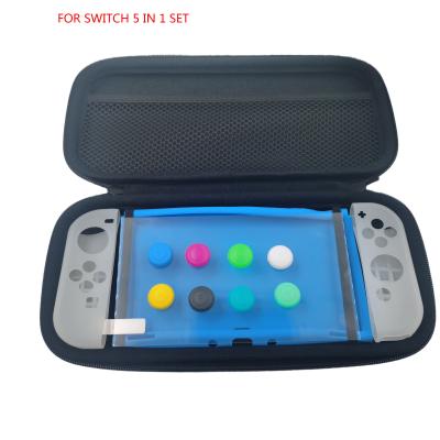 China Game Controller Protector 5 in 1 Hard Portable Travel Storage Pocket Bag Screen Protector Thumb Stick Grip for NS Oled Console for sale