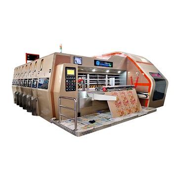 China Hotels Factory Price Vacuum Transfer 2 Color Printing Slotter Die Cutting Machine With Stacker For Corrugated Cardboard for sale