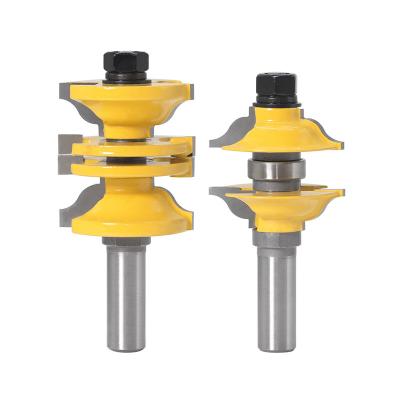 China 2 Pcs Wood Trimming and Deburring Set Adjustable Solid Wood Door Cutter Cabinet Door Router Bits Door Frame Tenon Woodworking Cutter for sale